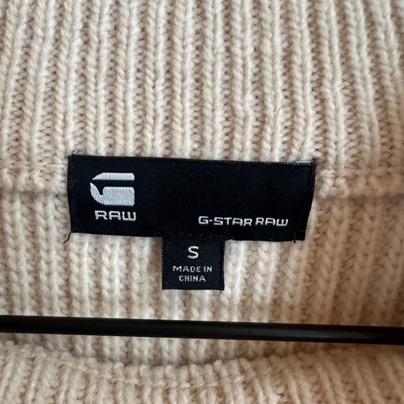 G-Star Raw Weet R Knit Wool Blend Sweater in Cream - Picture 3 of 9
